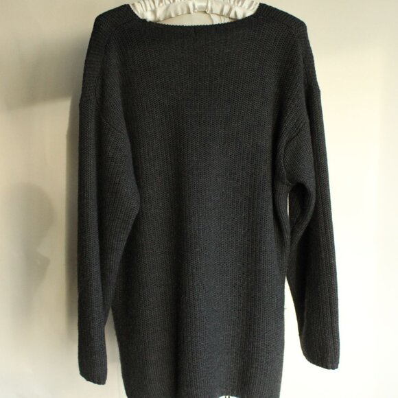 J Crew Mens Merino Wool Dark Gray Sweater, Size Medium, V Neck Pullover - Picture 10 of 11